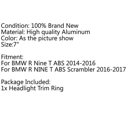 Anello di rifinitura della lunetta del faro del faro con taglio CNC 7 per BMW R Nine T 2014-2017 generico