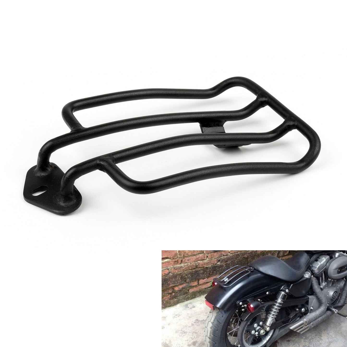 Portapacchi per sedile singolo nero con bulloni per Harley Sportster XL883 1200 2004-2016 Generico