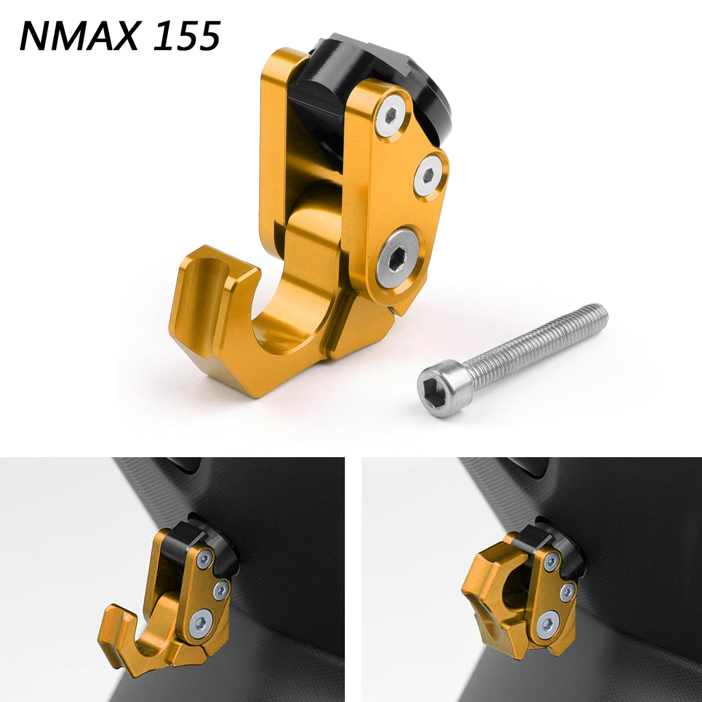 Carry Helmet Bottle Hanger Holder Ganci in lega di alluminio CNC per Yamaha NMAX 155 Generico