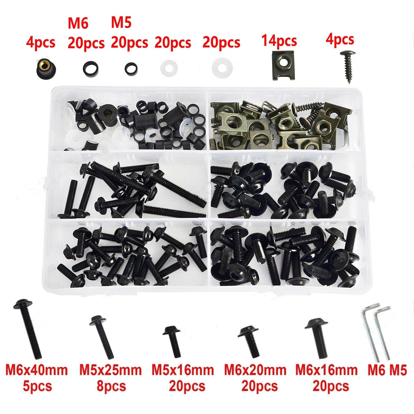 177PCS Motorcycle Sportbike Windscreen Fairing Bolts Kit Fastener Clips Screws