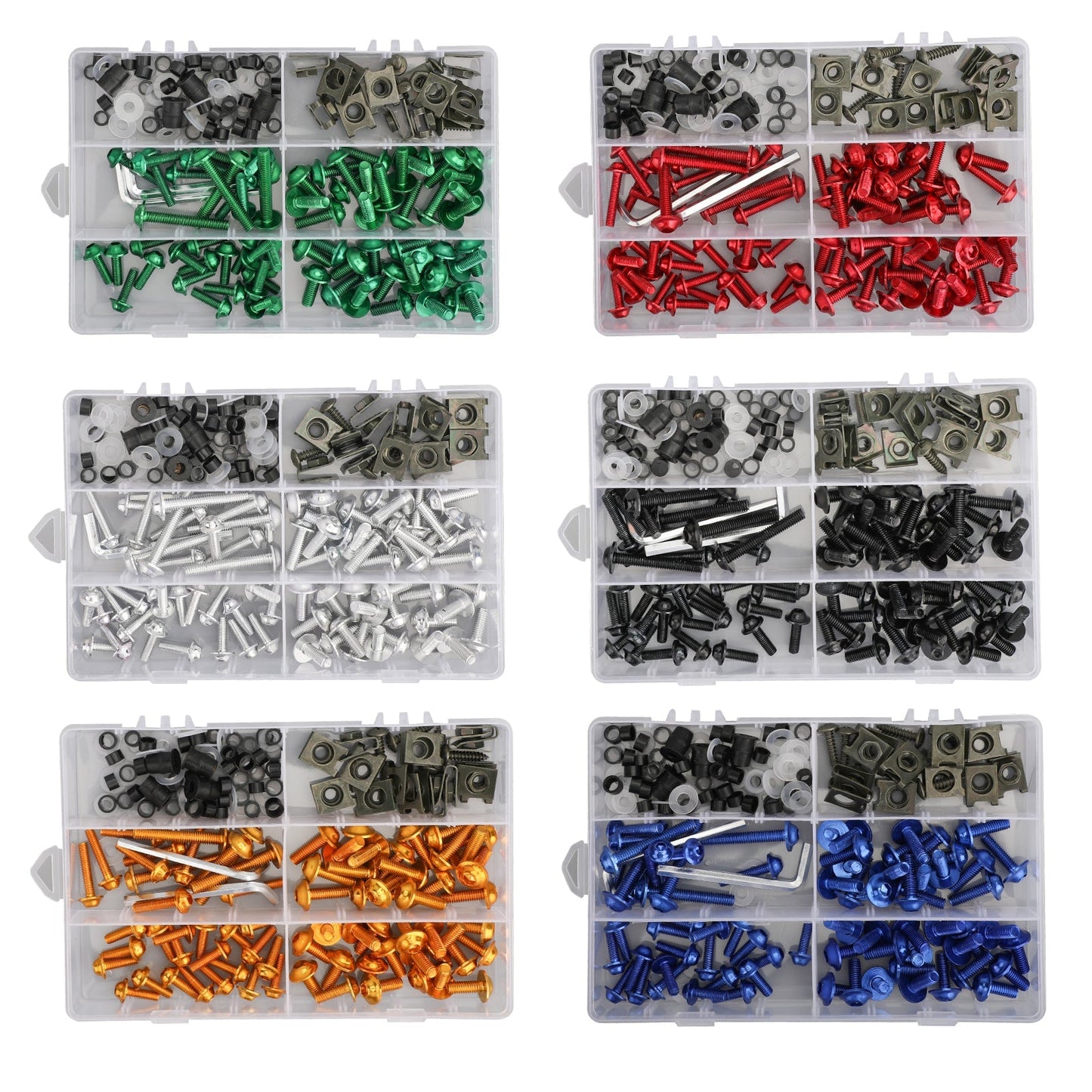 177PCS Motorcycle Sportbike Windscreen Fairing Bolts Kit Fastener Clips Screws