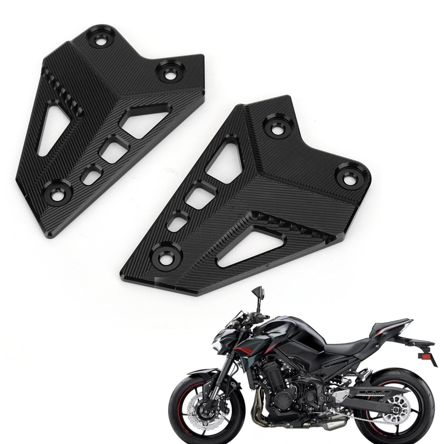 Protezioni tallone in alluminio CNC Piastre arretrate adatte per Kawasaki Z900 ZR900 2017-2020 Generico