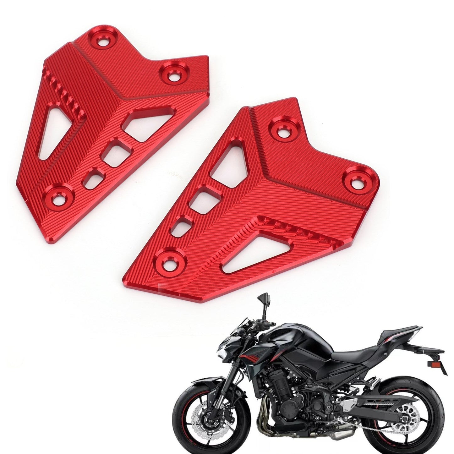 Protezioni tallone in alluminio CNC Piastre arretrate adatte per Kawasaki Z900 ZR900 2017-2020 Generico