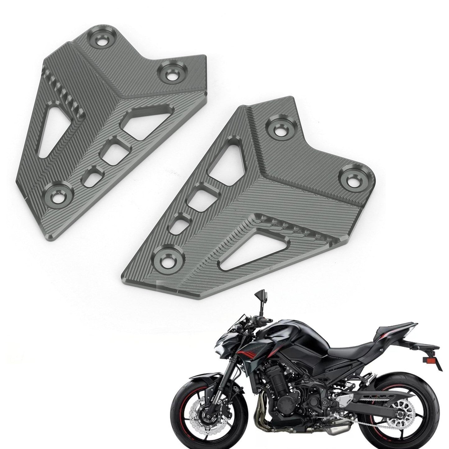 Protezioni tallone in alluminio CNC Piastre arretrate adatte per Kawasaki Z900 ZR900 2017-2020 Generico