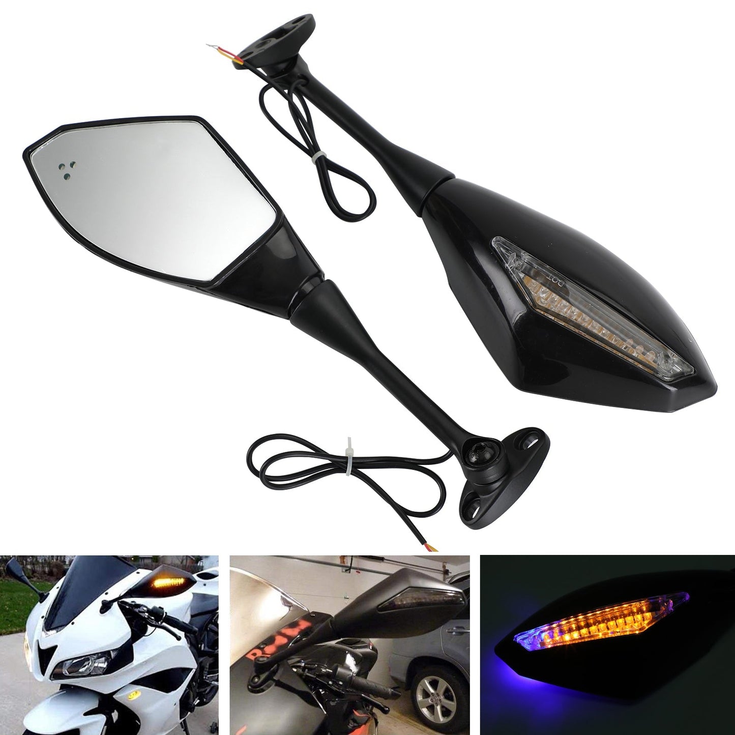 Honda 2003-2008 CBR600RR 04-08 CBR1000RR Specchi retrovisori con indicatori di direzione a LED