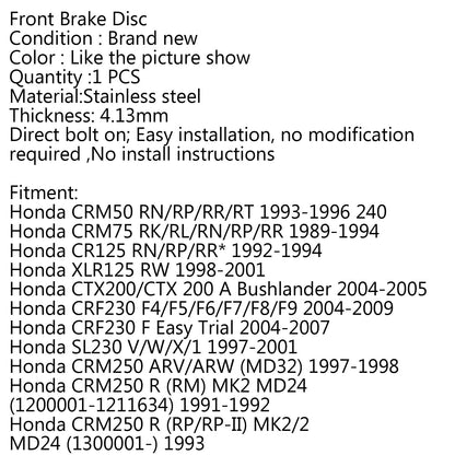 Disco Freno anteriore Rotore e Pastiglie Freno Anteriore Per Honda CR125 CR250 CRF250R CRF250X Generico
