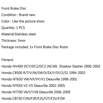 Rotore disco freno anteriore per Honda NV400 DC1/DC2 CB500 NT650 NT700 CB750 FR/VT750 Generico