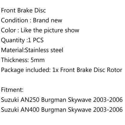 Rotore disco freno anteriore per Suzuki AN250 AN400 Burgman Skywave 2003-2006 2004 generico