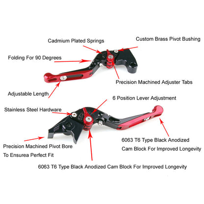 Leve freno frizione estensibili pieghevoli regolabili per Honda CBR 600RR 1000RR Generico