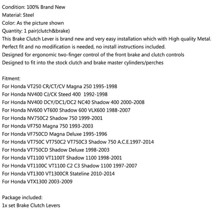 Leve freno frizione per Honda, leve freno frizione Honda VT250 CR/CT/CV NV400 NV600 VF750 VT750C VT1300 Generico