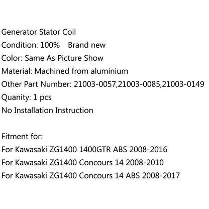 Bobina statore generatore per Kawasaki ZG1400 1400GTR ABS (08-16) Concours 14 (08-10) Generico