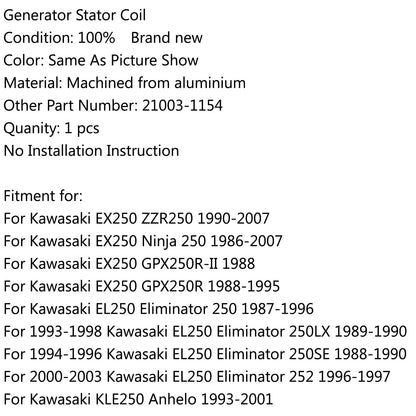 Generatore Statore Bobina Per Kawasaki EX250 Ninja 250 (86-2007) ZZR250 (90-2007) Generico
