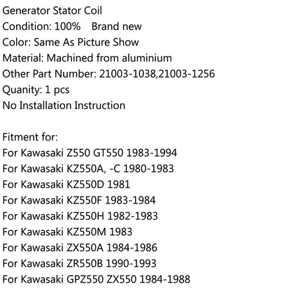 Generatore Statore Bobina Per Kawasaki Z550 GT550 (83-1994) GPZ550 ZX550 (84-1988) Generico