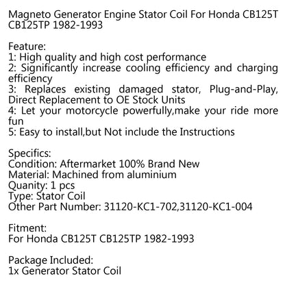 Generatore Statore Bobina 31120-KC1-004 Per Honda CB125T CB125TP (82-1993) Generico