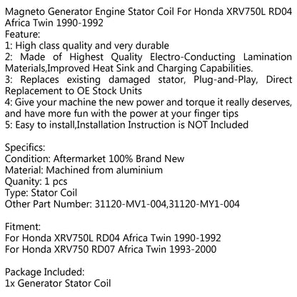 Generatore Statore Bobina 31120-MY1-004 Per Honda XRV750L RD04 Africa Twin (90-92) Generico