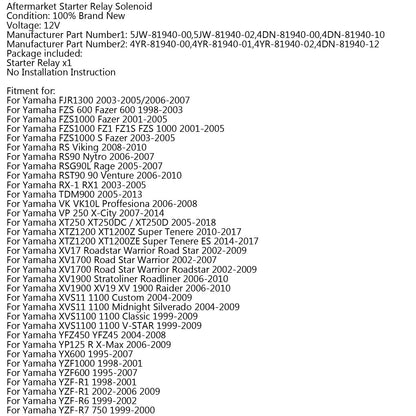 Relè di avviamento Solenoide Per Yamaha FJR1300 YZF-R1 YZF-R6 YZF-R7 YZF600 FZS1000 Generico