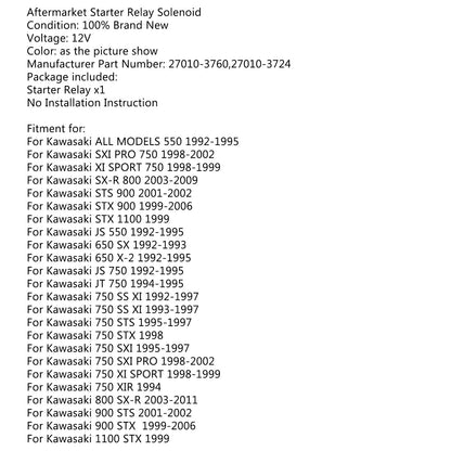 Solenoide relè avviamento adatto a KAWASAKI JT1100 1100 STX 1999 27010-3724 27010-3760 generico