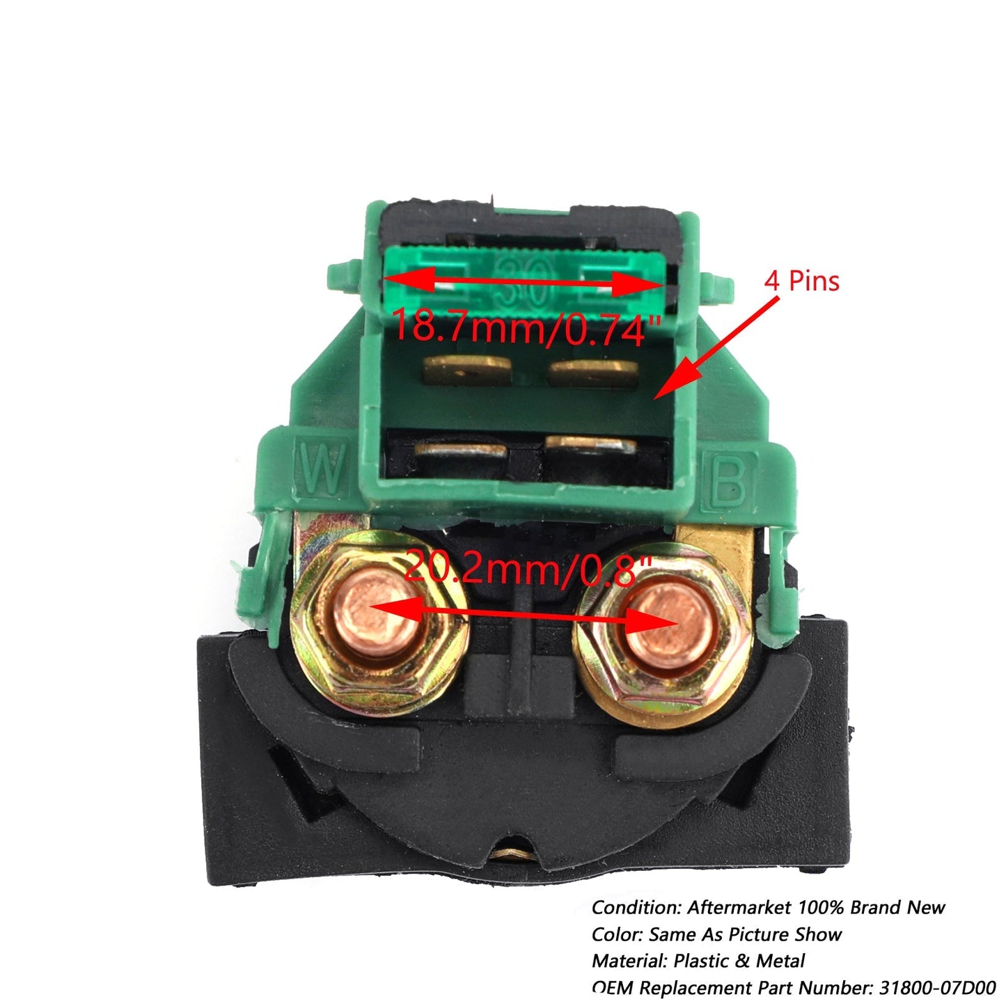 Relè solenoide di avviamento ADATTO A KAWASAKI BAYOU 220 KLF220 1988-2002 ATV NUOVO 2000 01 Generico