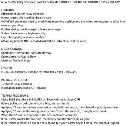 Solenoide relè di avviamento per Honda TRX400EX TRX 400 EX FOURTRAX 1999-2004 ATV NUOVO Generico