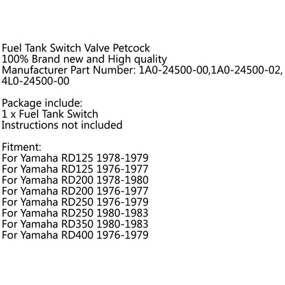 Valvola di commutazione del rubinetto del serbatoio del carburante per Yamaha RD250 RZ350 RD350 RD400 Generico