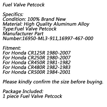 Interruttore rubinetto benzina per Honda 16950-ML3-911 CR125R CR250R CR450R CR480R CR500R Generico