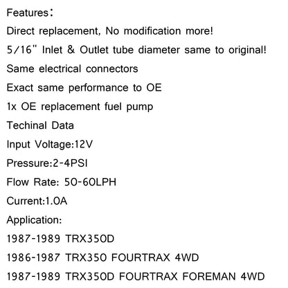 Pompa del carburante Per Honda FOURTRAX 350 TRX350 4X4 1986-1987 16710-HA7-672 Generico