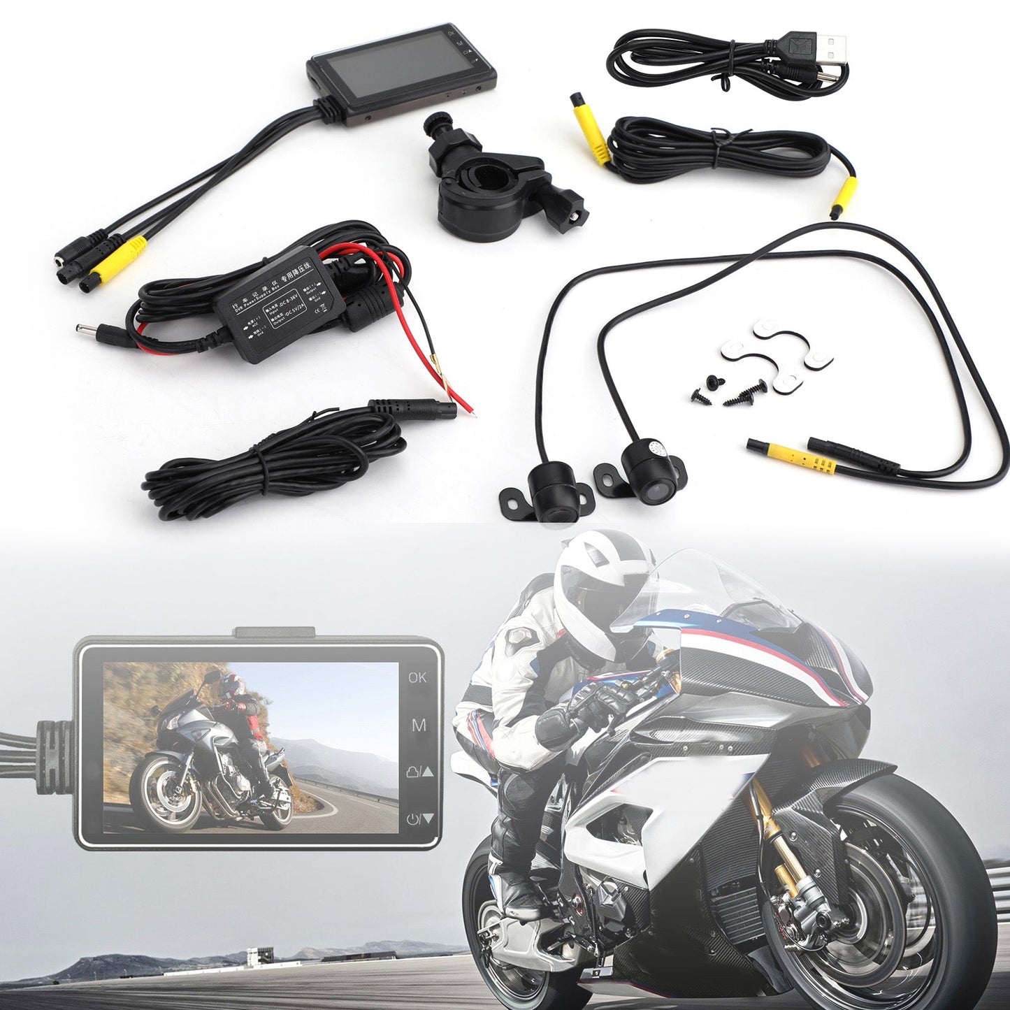 1080P Moto DVR Videoregistratore moto Supporto doppia fotocamera Generico