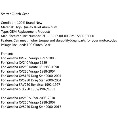 Ingranaggio di riduzione dell&#39;estrattore del volano della frizione di avviamento per Yamaha XV XVS SRV SRX 250 Generico