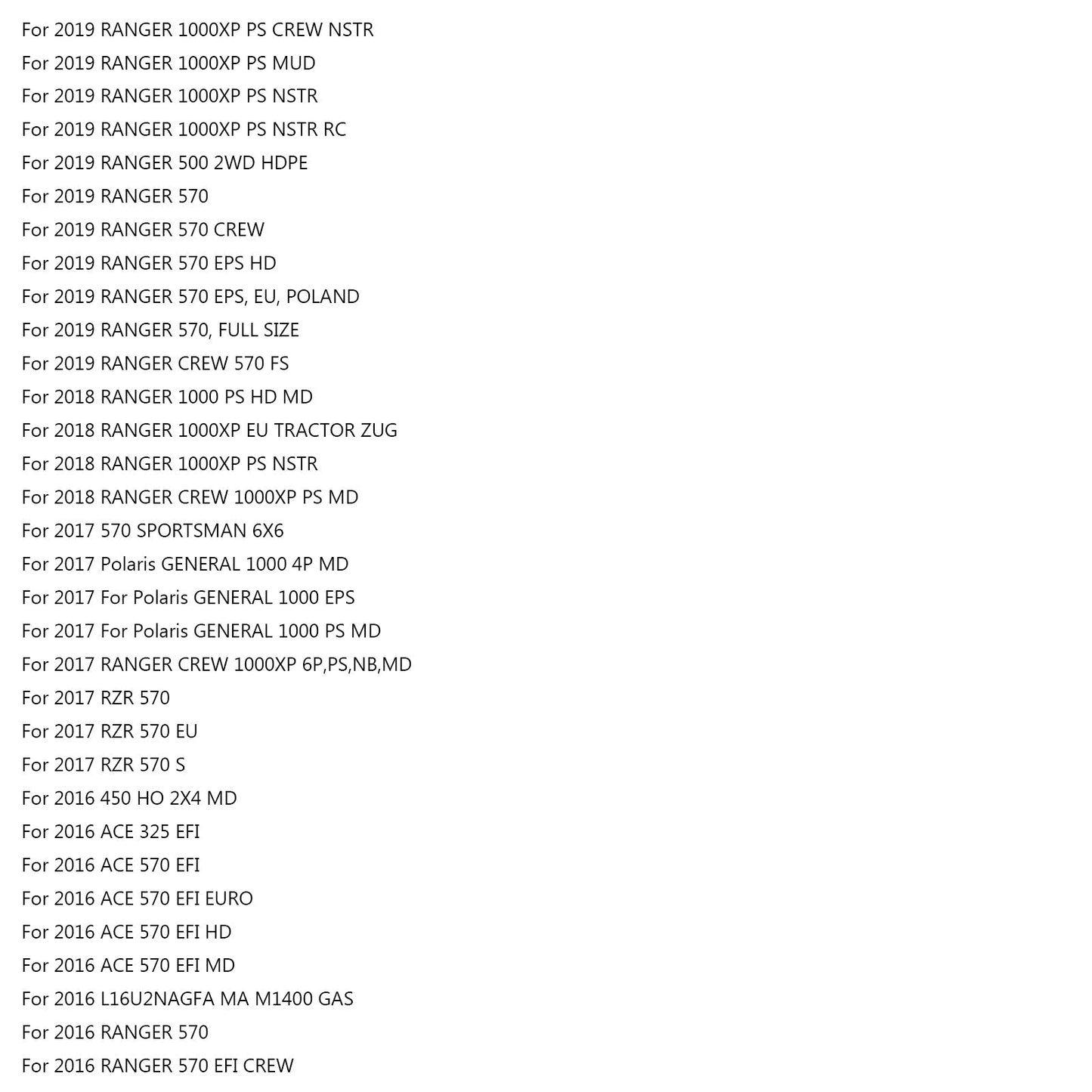 Frizione avviamento One Way Fit per Polaris Sportsman ACE Ranger RZR 570 1000XP 14-19 Generico