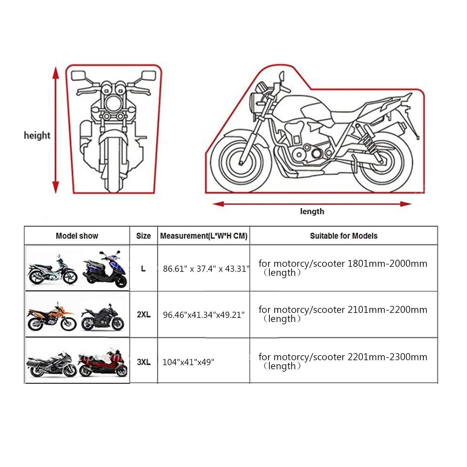 L/XXL/3XL Motorcycle Bike Cover Waterproof Scooter Outdoor Rain UV Protector BLK