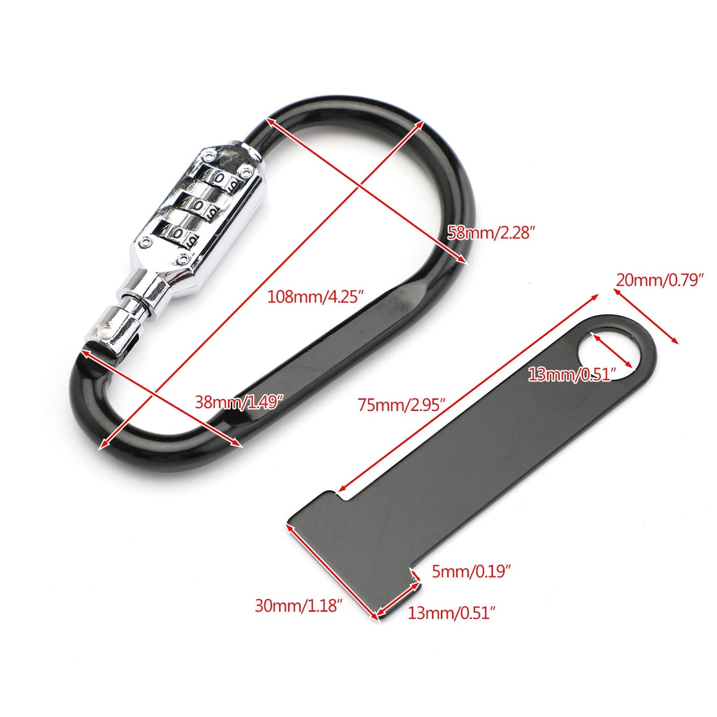 LUCCHETTO PER CASCO DA MOTO + BARRA A T Si adatta fino a 1 1/2 manubrio universale generico