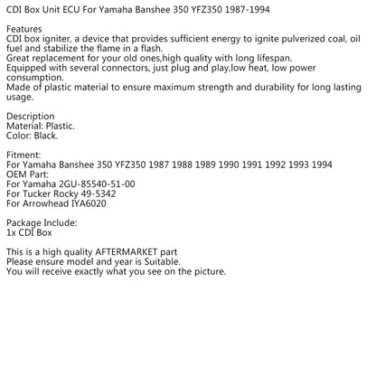 CDI Box Unità ECU Per Yamaha Banshee 350 YFZ350 ATV 1987 1988 89 90 91 92 93 1994 Generico