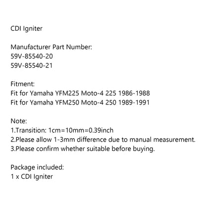 Accenditore CDI 59V-85540-20 adatto per Yamaha YFM225 Moto-4 86-88 YFM250 Moto-4 89-91 Generico