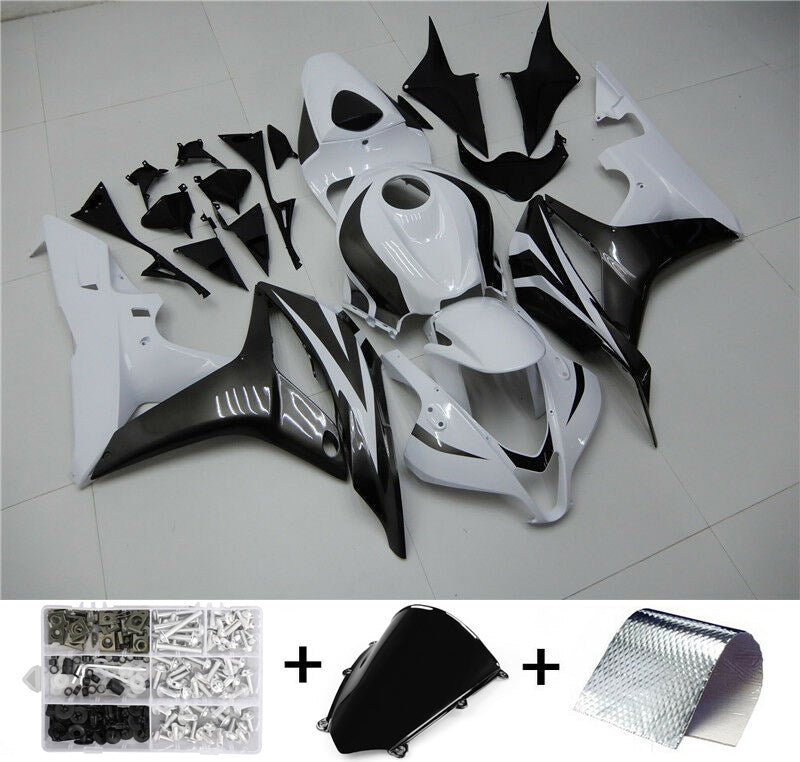 ABS Injection Mold Bodywork Fairing Kit For Honda CBR600RR 2007 2008 White Black