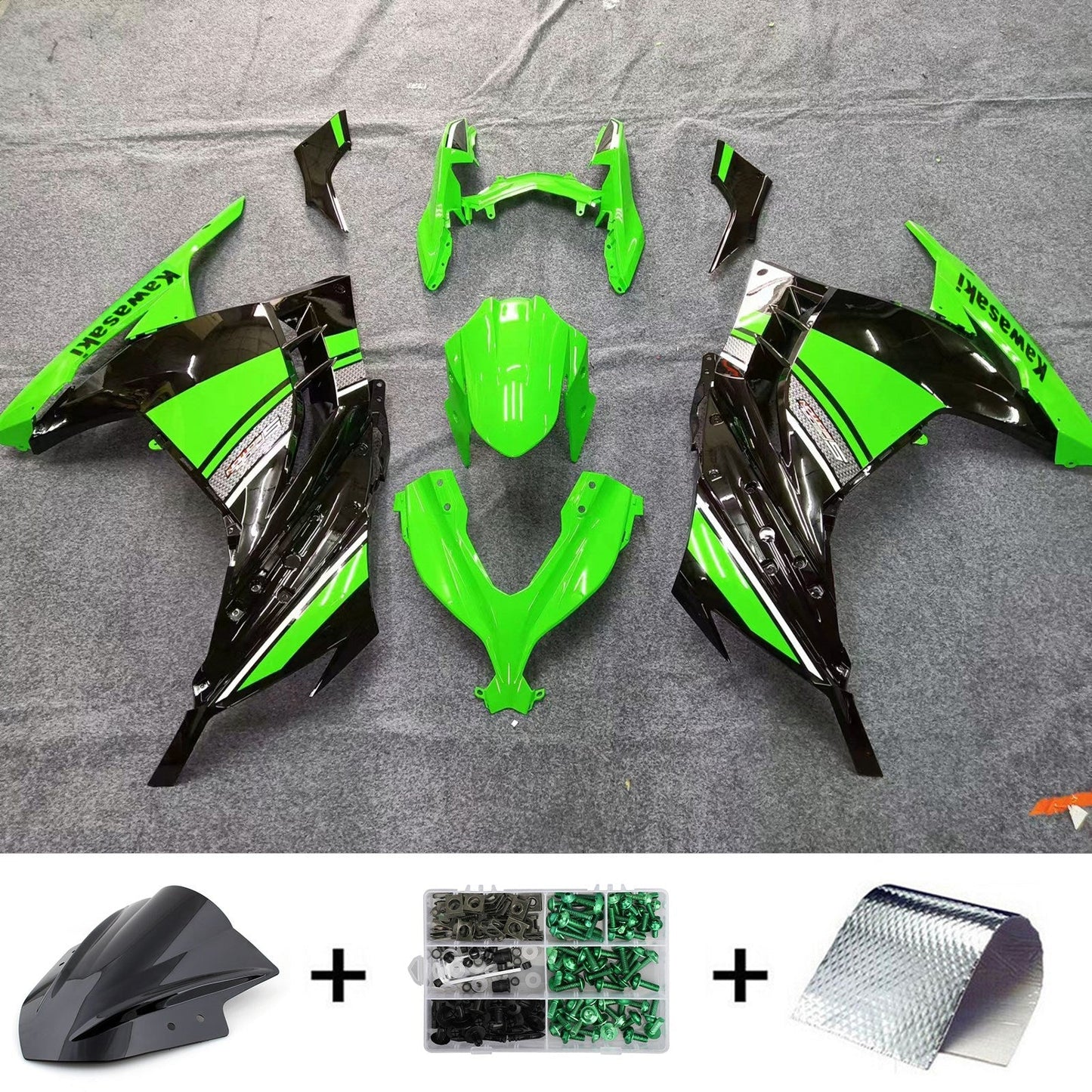 Carene 2013-2017 Plastiche Kawasaki Ninja 300R EX300R Verde Ninja Racing Generico