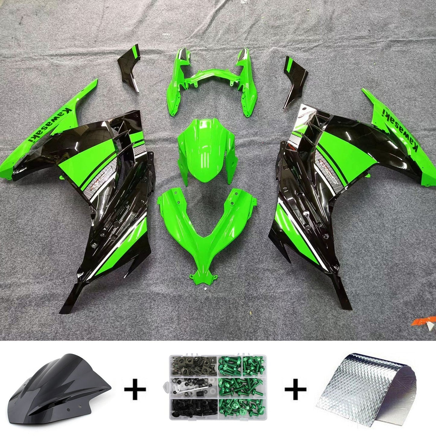 Ninja 300R EX300R 2013-2017 Verde Carrozzeria Carenatura ABS Plastica stampata ad iniezione 5# Generico