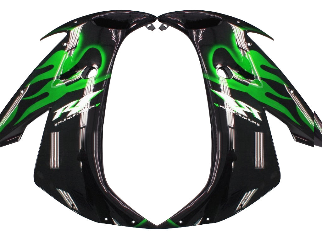 Carene 2004-2006 Yamaha YZF-R1 Black &amp; Green Flame R1 Generico