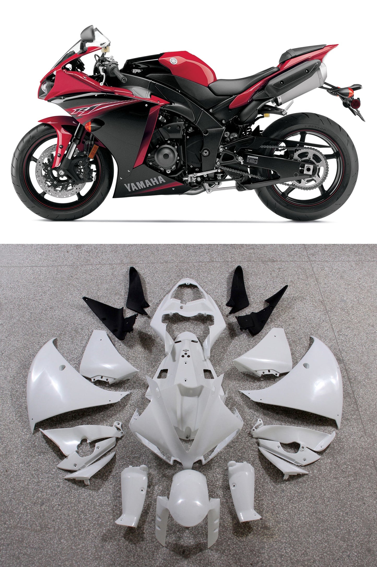 Carene Plastiche 2012-2014 Yamaha YZF R1 Rosso Nero R1 Racing Generico