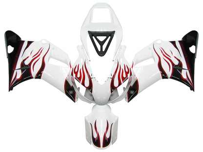Carene 1998-1999 Yamaha YZF-R1 White &amp; Red Flame R1 Racing Generico