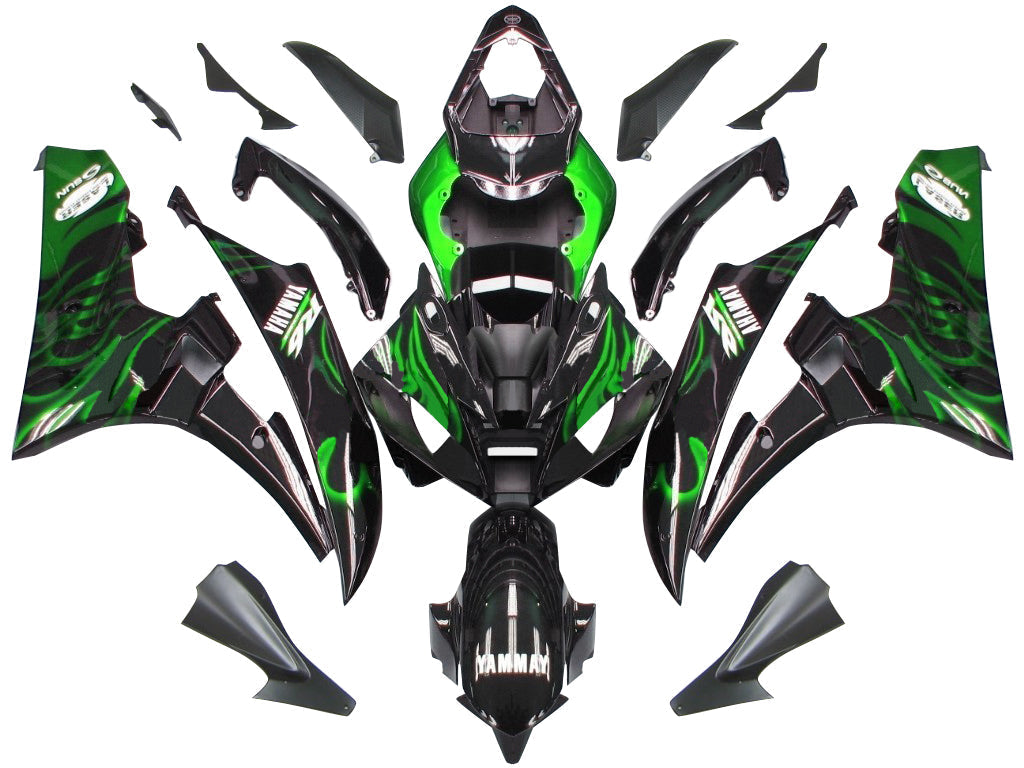 Carene 2006-2007 Yamaha YZF-R6 Black &amp; Green Flame R6 Generico