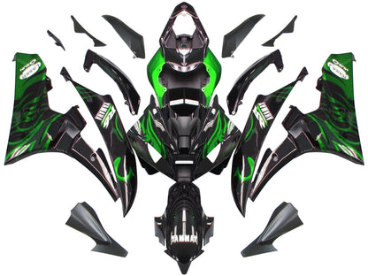 Carene 2006-2007 Yamaha YZF-R6 Black &amp; Green Flame R6 Generico