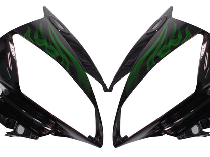 Carene 2006-2007 Yamaha YZF-R6 Black &amp; Green Flame R6 Generico