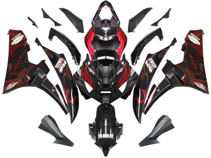 Carene 2006-2007 Yamaha YZF-R6 Black &amp; Red Flame R6 Generico