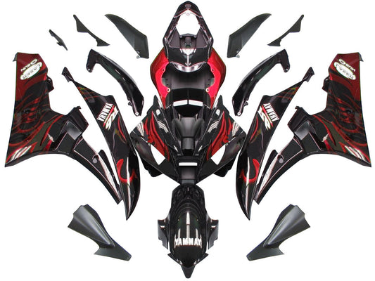 Carene 2006-2007 Yamaha YZF-R6 Black &amp; Red Flame R6 Generico