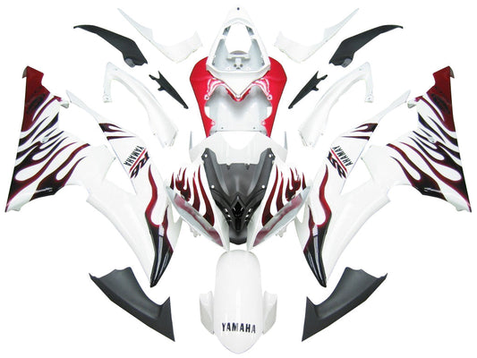 Carene 2008-2016 Yamaha YZF-R6 White &amp; Red Flame R6 Generico