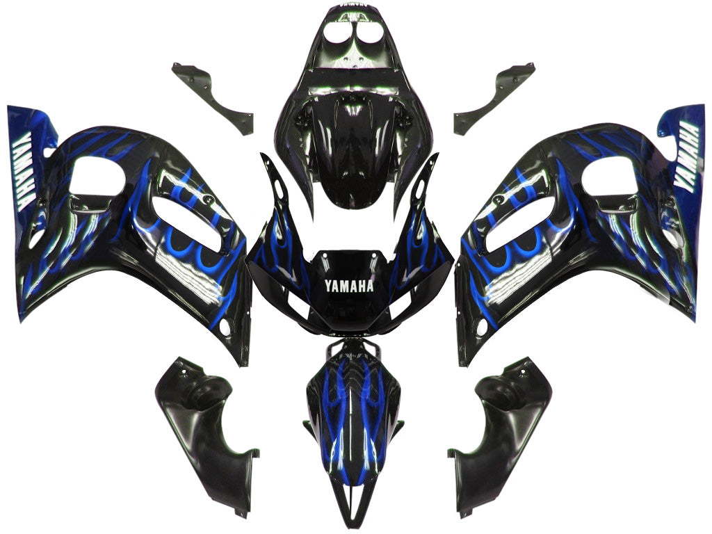 Carene 1998-2002 Yamaha YZF-R6 Black &amp; Blue Flame R6 Generico