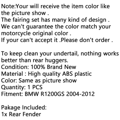 Parafango parafango posteriore paraspruzzi in ABS per BMW R1200GS 2004-2012 generico