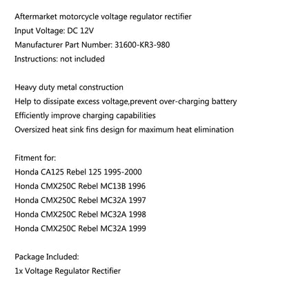 Raddrizzatore regolatore di tensione per Honda CMX250C Rebel MC32A 1997-1999 MC13B 1996 Generico
