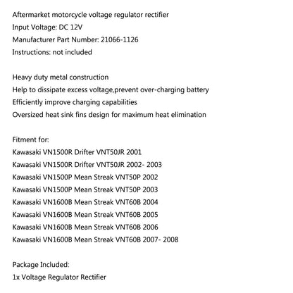 Raddrizzatore regolatore di tensione per Kawasaki VN1600B Mean Streak VNT60B 2004-2008 Generico