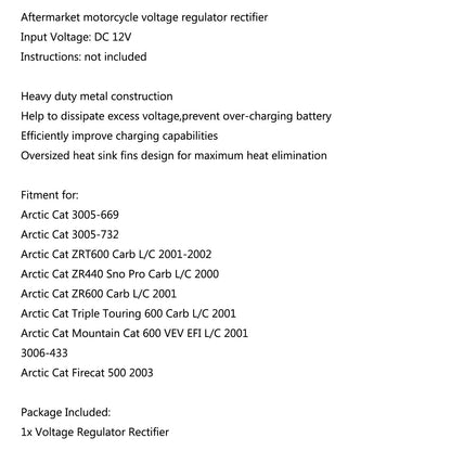 Raddrizzatore regolatore di tensione per Arctic Cat ZR440 Sno Pro Carb L/C 2000 Generico